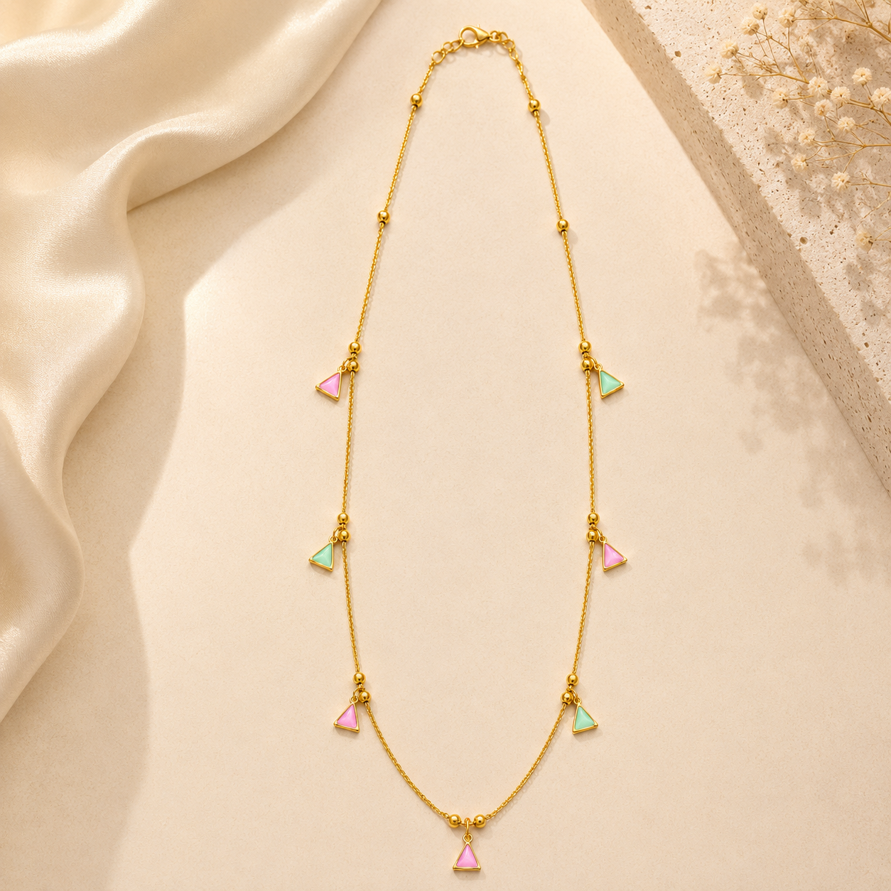Blitz Buy Colorful Triangle Charm Necklace for Women & Girls