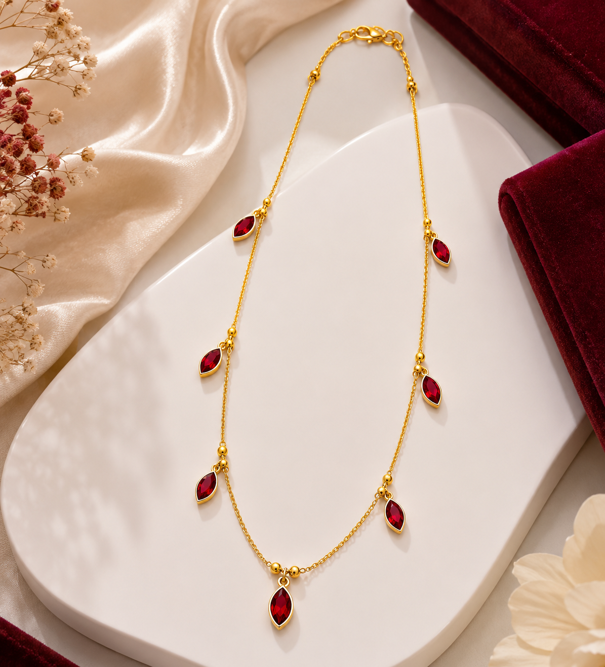 Blitz Buy Ruby Red Crystal Charm Necklace for Women & Girls