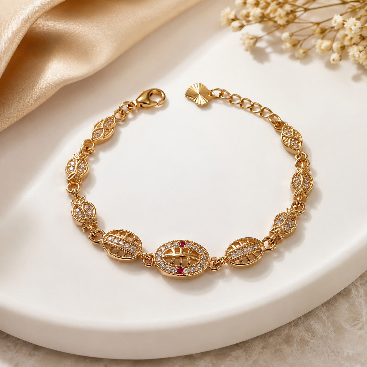 Blitz Buy Gold Plated Italian Premium Crystal Charm Bracelet for Women & Girls