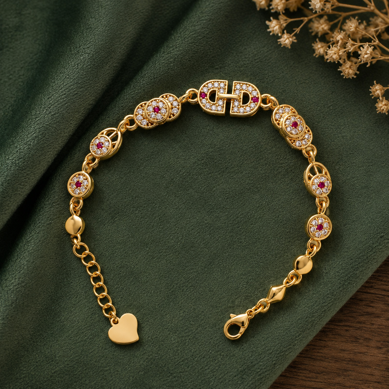 Blitz Buy Italian Gold Finish Premium Designer D-Link CZ Diamond Bracelet for Women