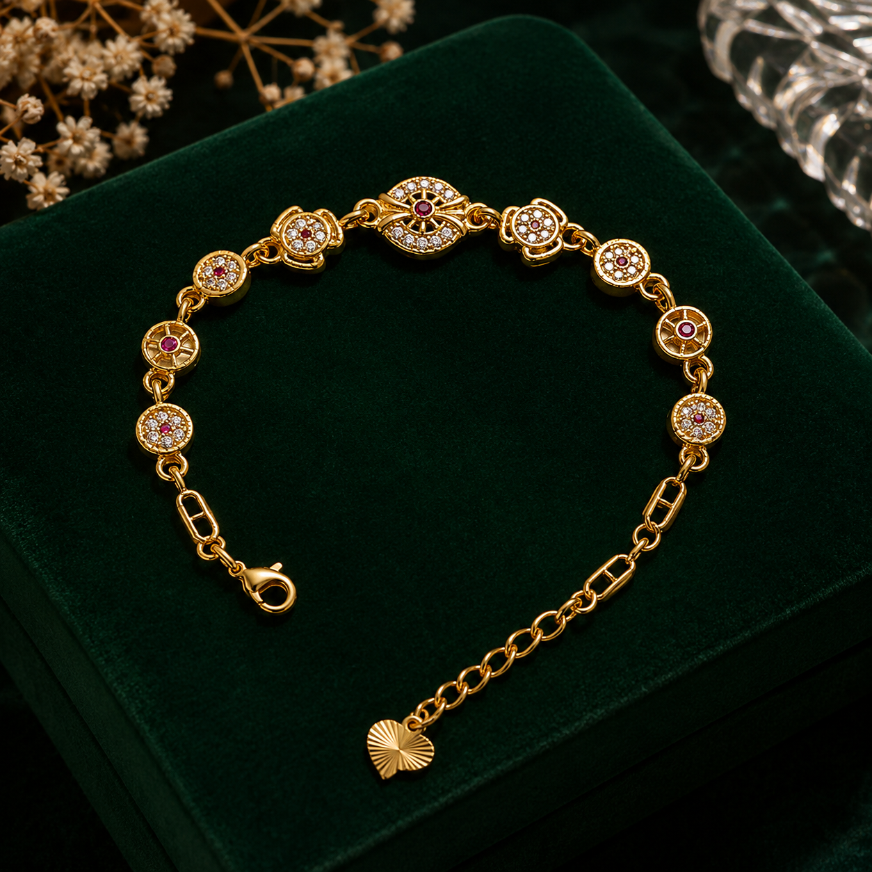 Blitz Buy Italian Gold Finish Premium Evil Eye CZ Diamond Bracelet for Women